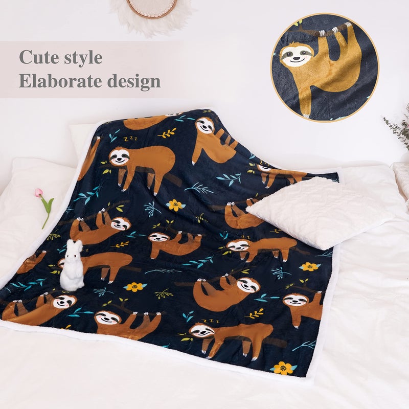 Blytheyes Sloth Blanket Throw Blanket Flannel Blanket Cute Kids Blanket Bed Blanket Super Soft Flannel Sofa Blanket Sloth Blanket for Office  Bedroom  Travel  All Seasons 50 * 60inch - Image 4